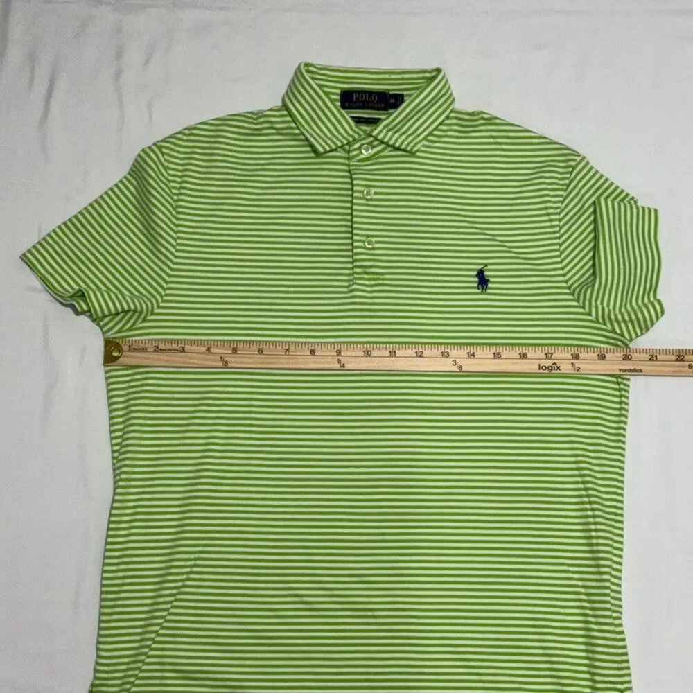 Polo Ralph Lauren Pima Cotton Striped Polo Shirt Men’s M Lime Green White